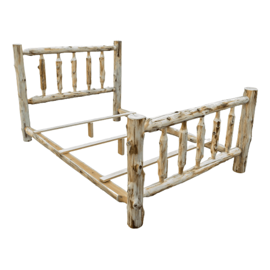 Rustic Dakota Unassembled Log Bed, perfect for adding warmth to your home or cabin. Ideal for cozy, traditional decor.