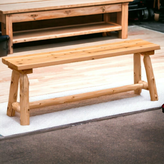 Rustic Cedar Log Seating Bench