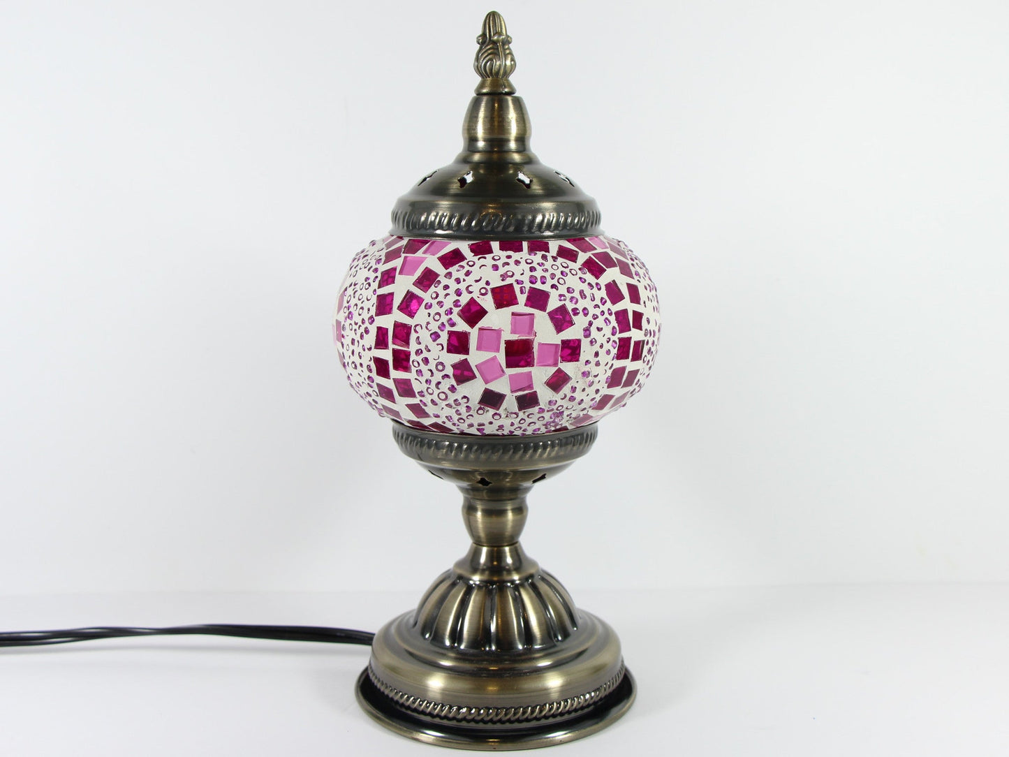 Bronze-Finished Turkish Mosaic Table Lamp - Colorful Illumination and Artistic Design