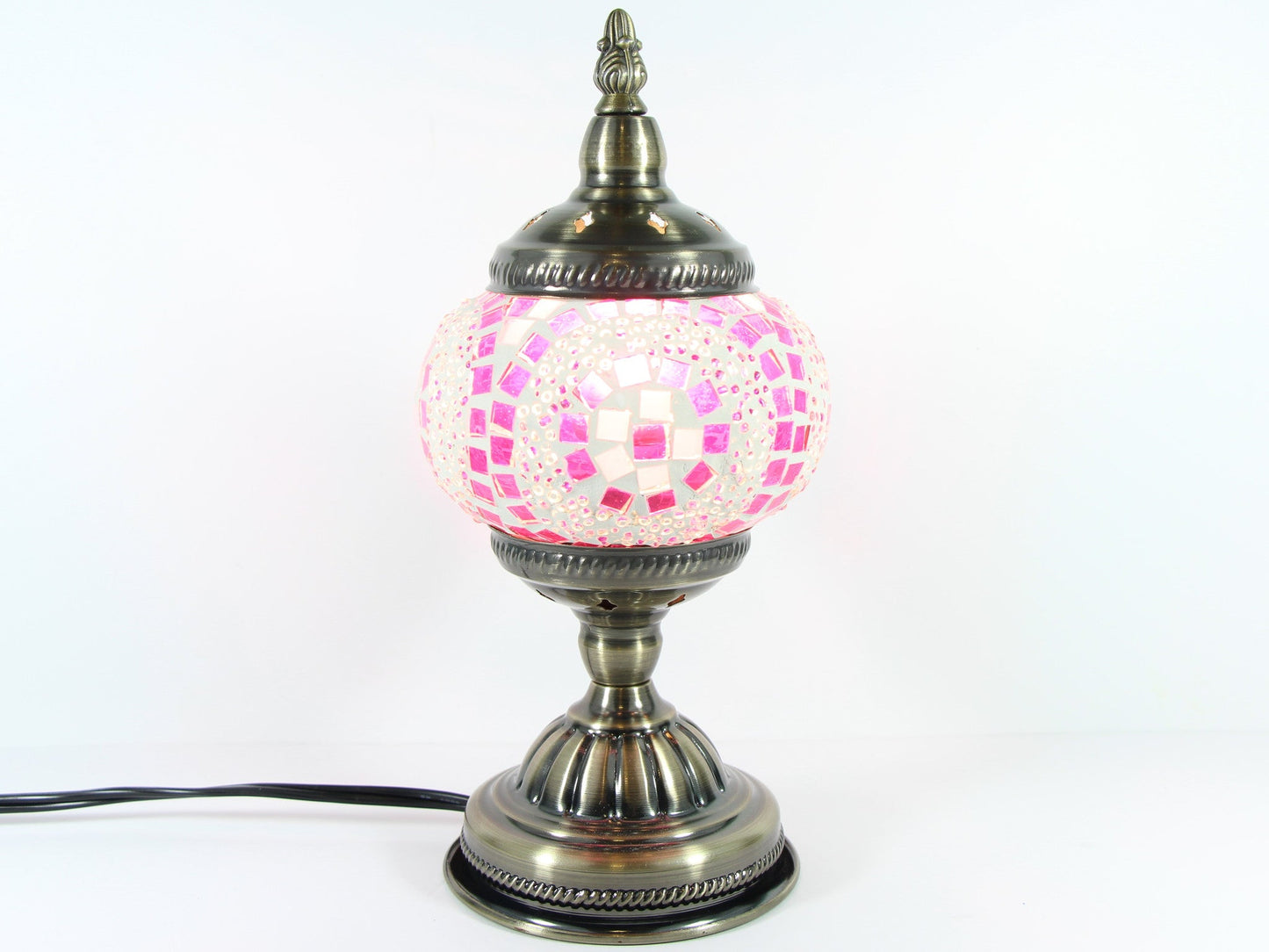 Bronze-Finished Turkish Mosaic Table Lamp - Colorful Illumination and Artistic Design