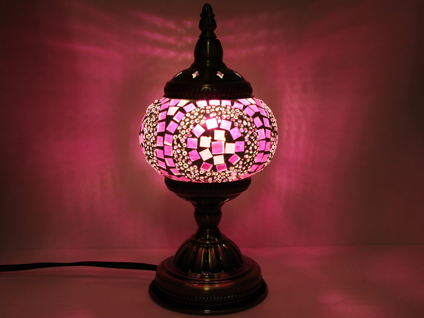 Bronze-Finished Turkish Mosaic Table Lamp - Colorful Illumination and Artistic Design