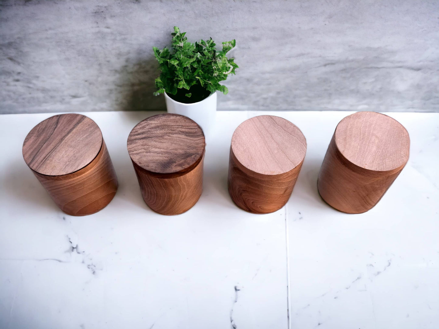 Rustic Hand-Carved Walnut Spice Jar Collection: Timeless Elegance for Your Culinary Space