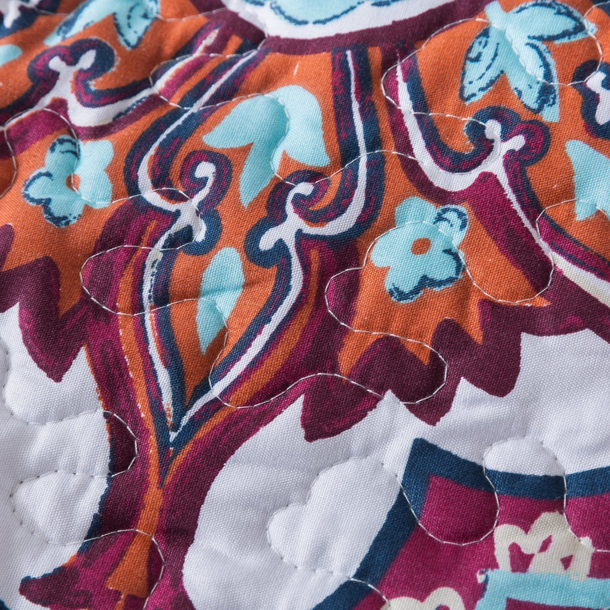 White and blue floral paisley bohemian bedspread set from DaDa Bedding.