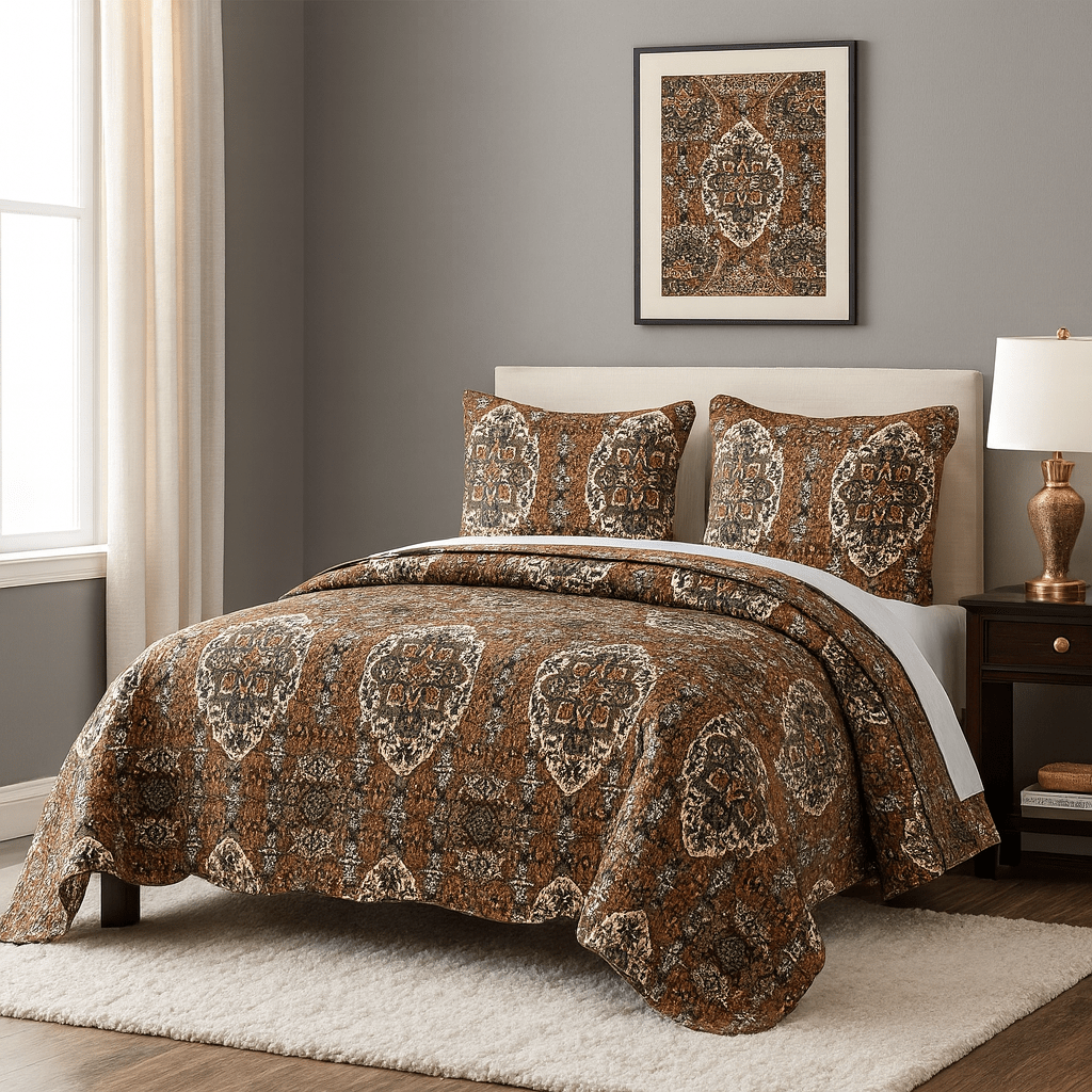 Rustic Moroccan Floral Bedspread: Elevate Your Bedroom with Earthy Elegance