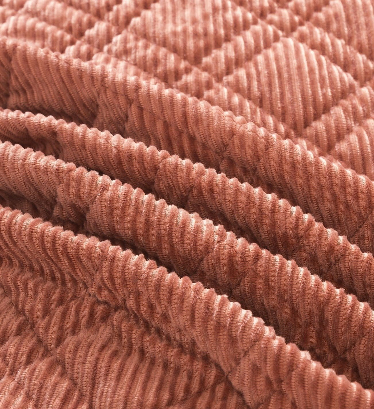 Terracotta orange velour corduroy bedspread set, soft texture