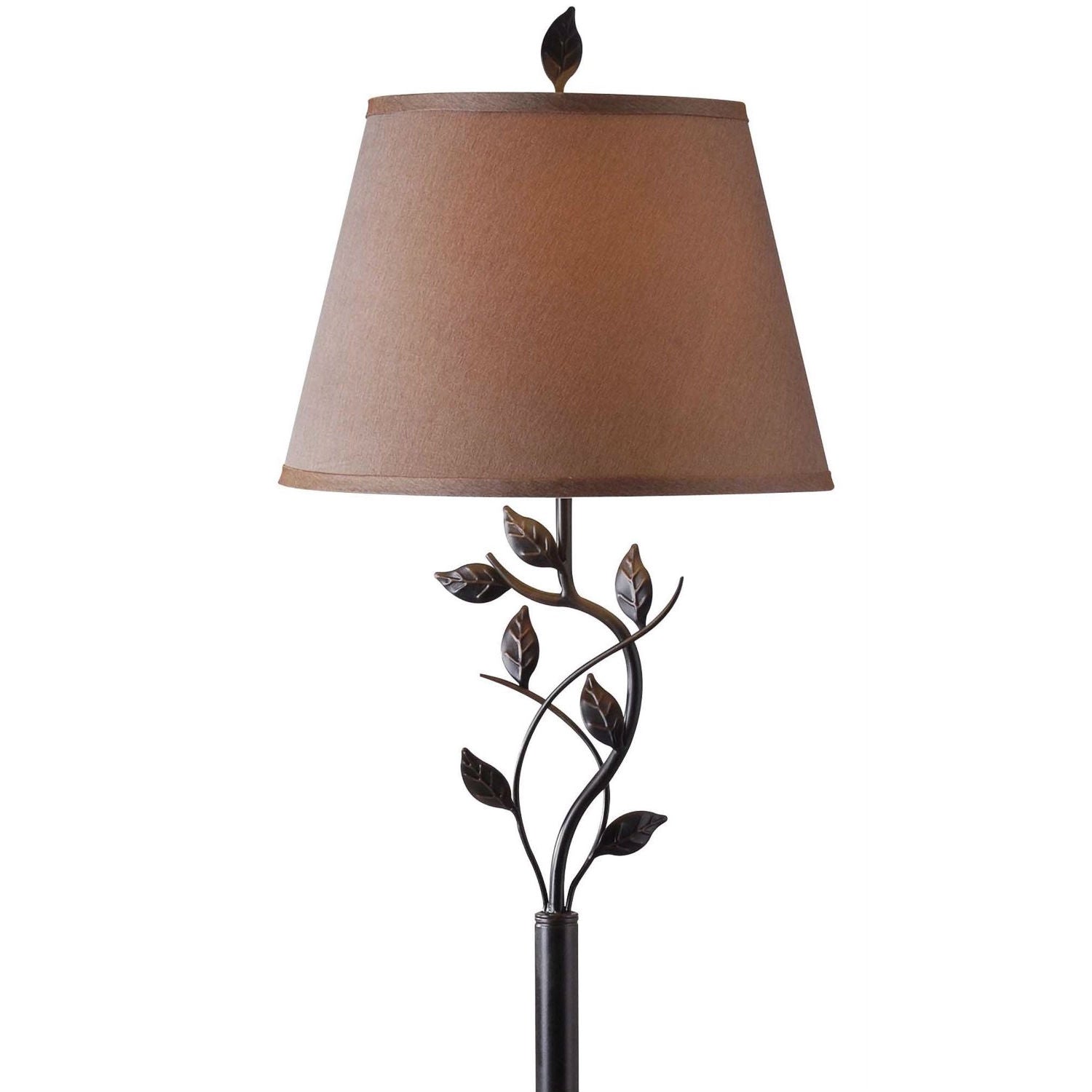 Vine Leaves Rubbed Bronze Finish Floor Lamp with 15-inch Gold Tapered Shade-1