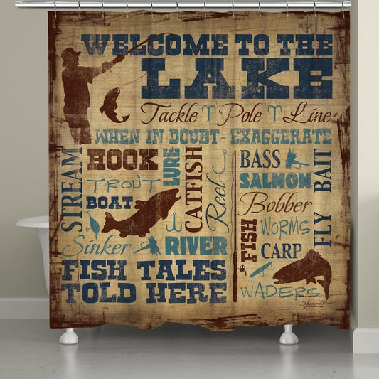 Lake House Charm Shower Curtain Rustic Lake Life Decor