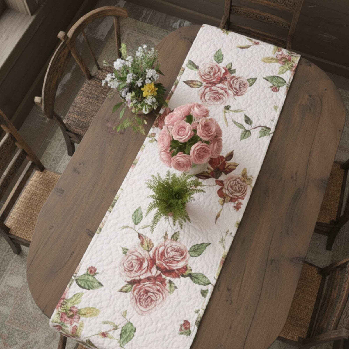 Elevate Your Dining Experience with Our Floral Quilted Table Runner
