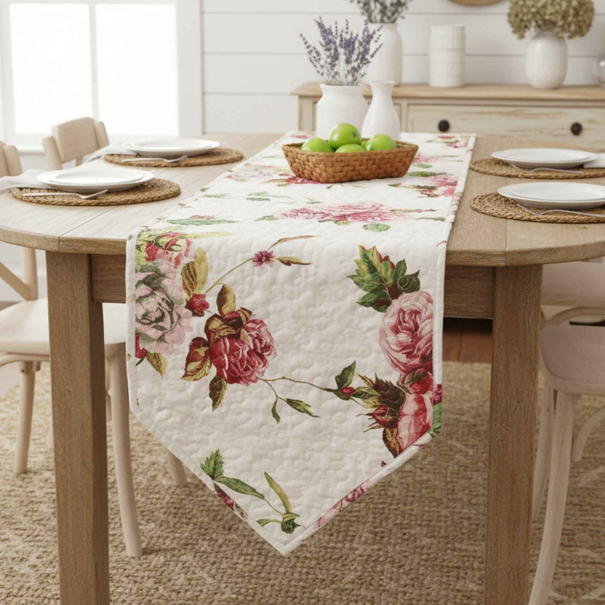 Elevate Your Dining Experience with Our Floral Quilted Table Runner