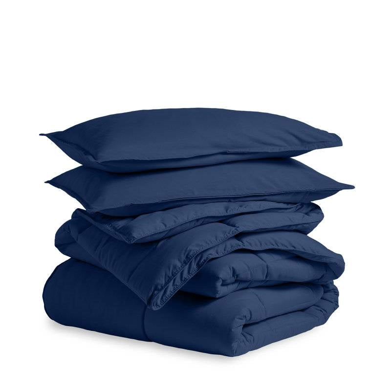 Twin/Twin XL size Super Soft Down Alternative Comforter Set in Navy Blue-1