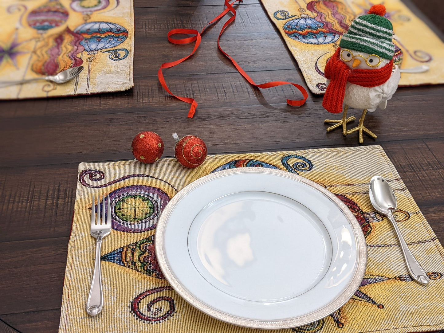 Set of 4 Starry Bohemian Lantern Ornaments Christmas Tapestry Placemats 13 x 19