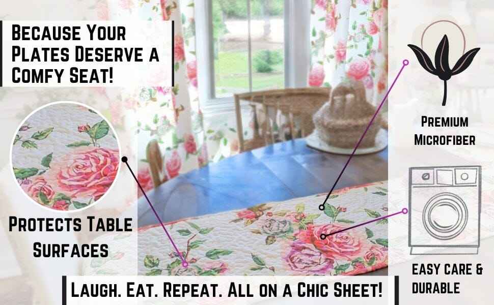 Elevate Your Dining Experience with Our Floral Quilted Table Runner