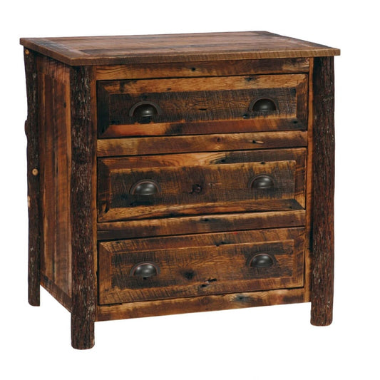 Rustic Roanoke XL Three Drawer Nightstand in Tobacco Finish