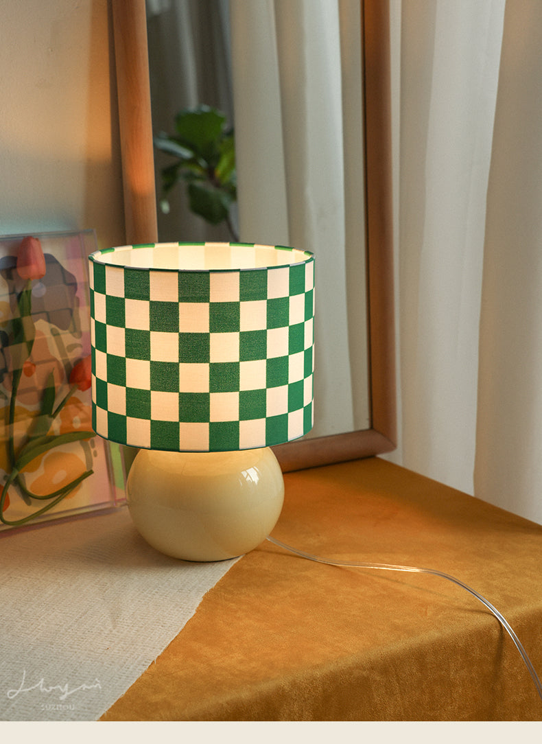 Retro Checkered Ceramic Table Lamp