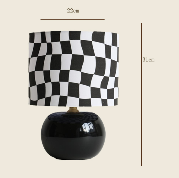 Retro Checkered Ceramic Table Lamp