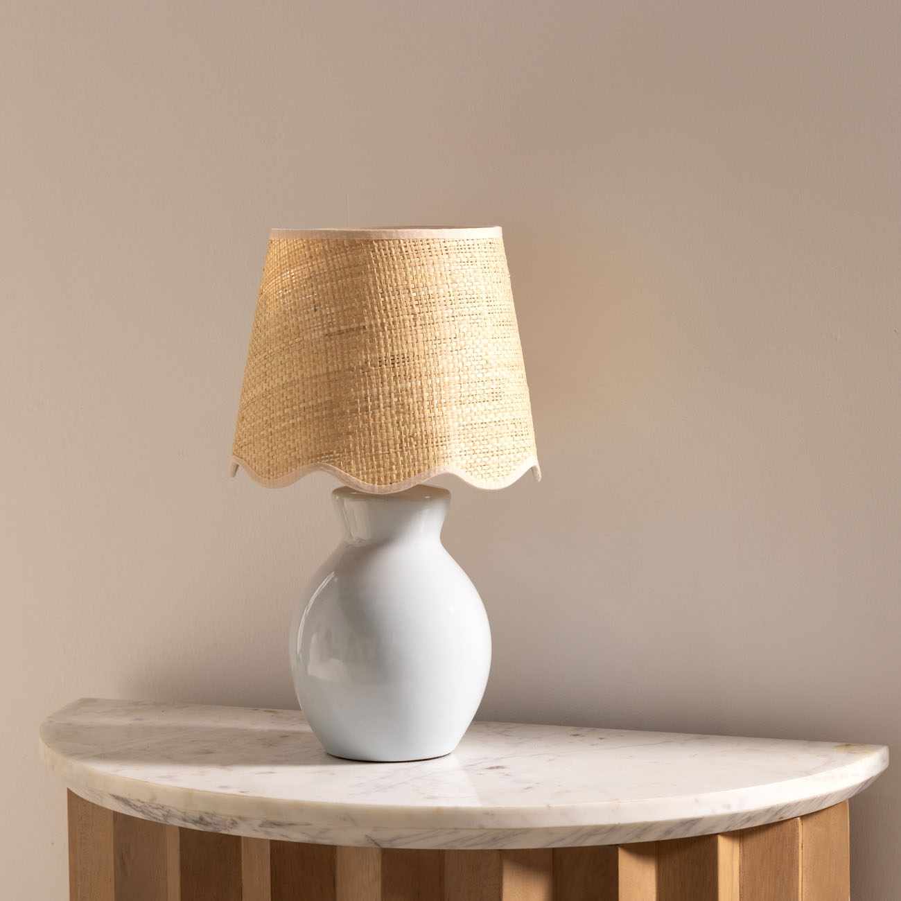Salgareda Grey Ceramic Table Lamp With Cotton Shade