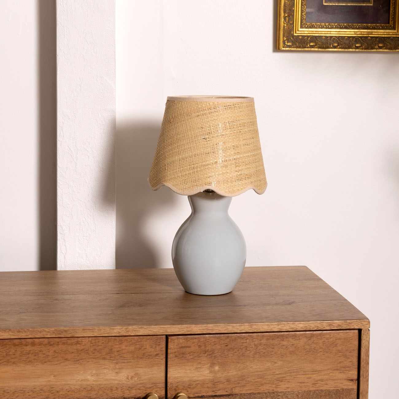 Salgareda Grey Ceramic Table Lamp With Cotton Shade