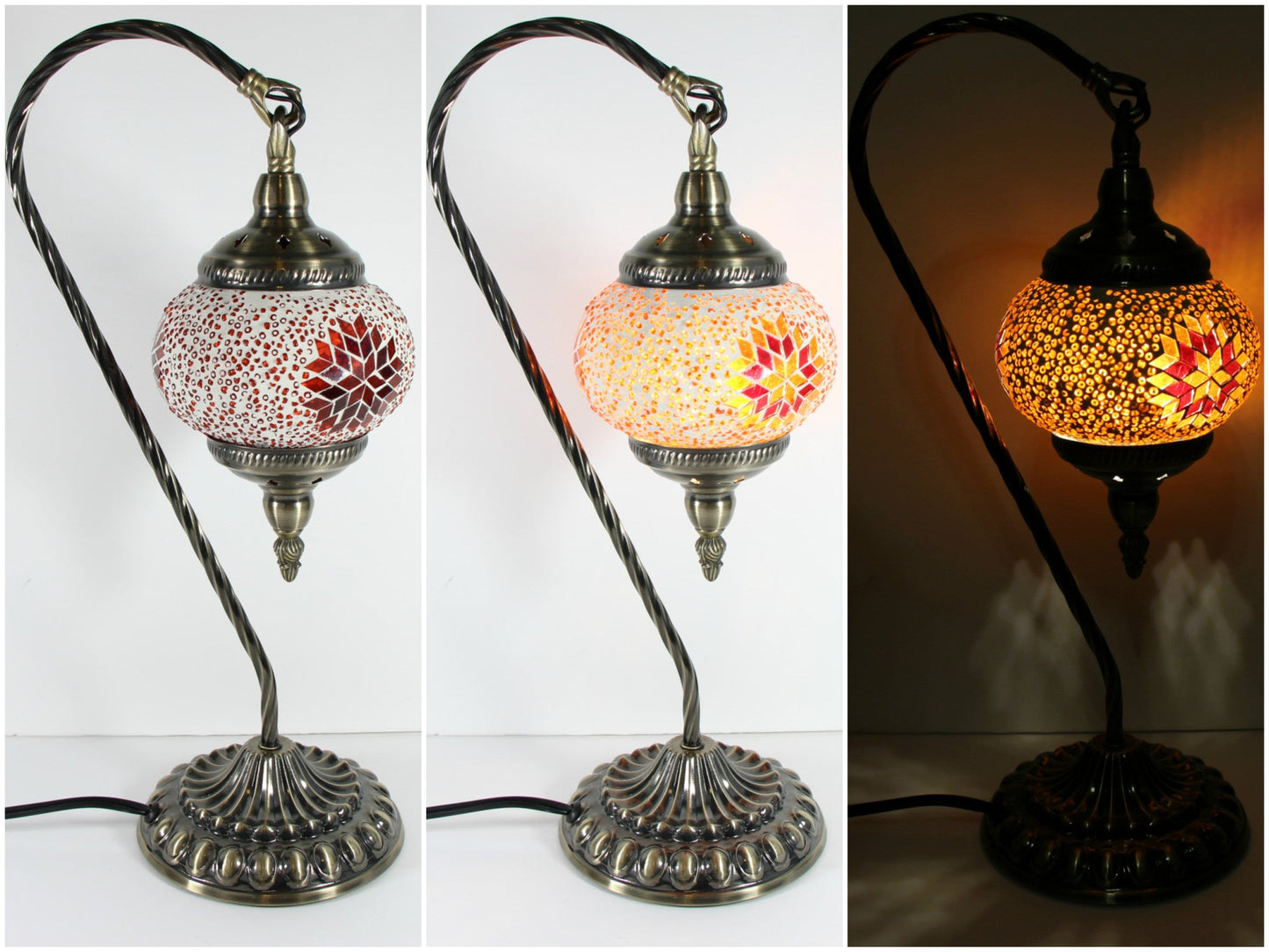 Antique-Inspired Hanging Swan Mosaic LED Table Lamp - ASL6