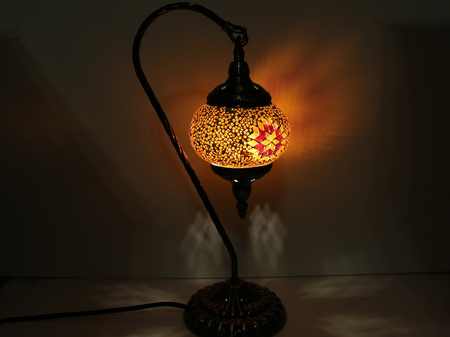 Antique-Inspired Hanging Swan Mosaic LED Table Lamp - ASL6