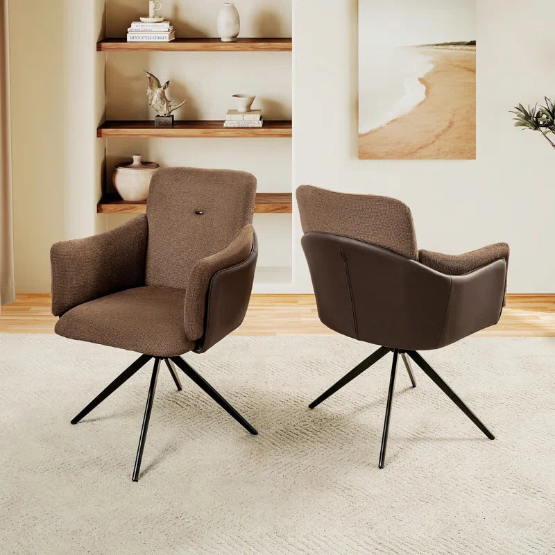 Two dark brown modern swivel home office chairs
