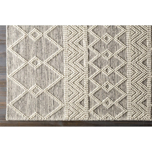 Hand Woven Wool Blend Persian Style Area Rug in Grey, Beige and Ivory