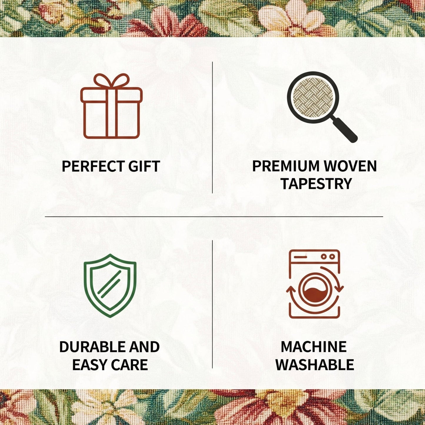 Romantic Rose Tapestry Placemats 4 Piece Set 13x19 Pink Floral