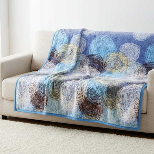 Navy blue abstract swirly fleece flannel throw blanket 50x60