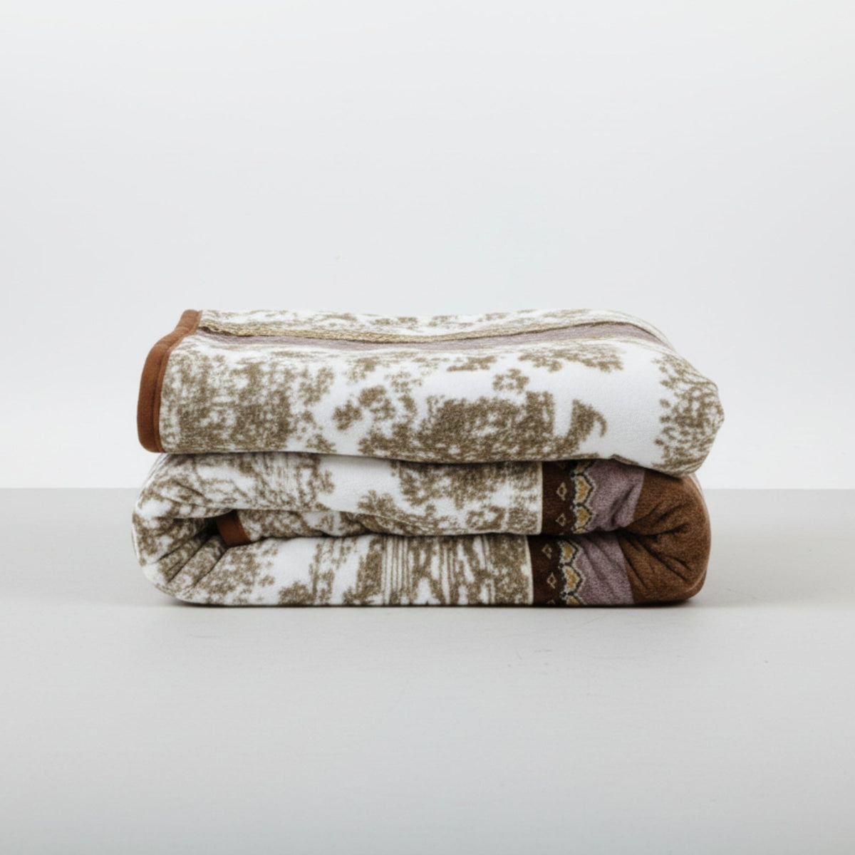 Soft twilight lavender and brown floral flannel mink fleece throw blanket