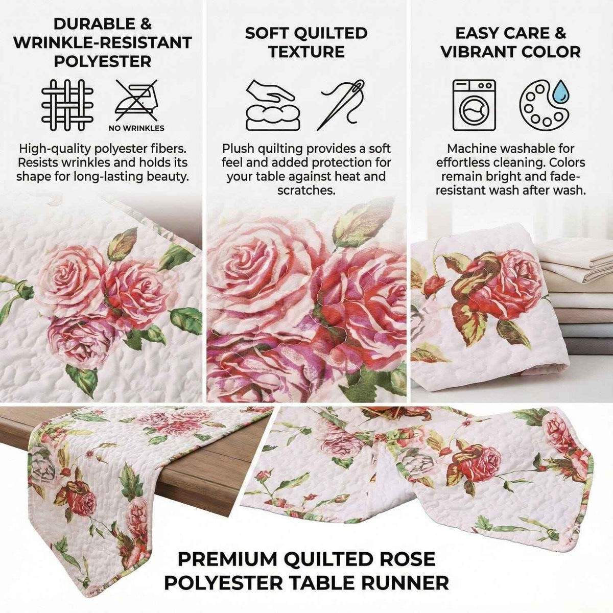 Elevate Your Dining Experience with Our Floral Quilted Table Runner