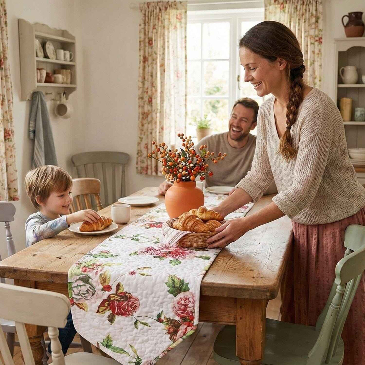Elevate Your Dining Experience with Our Floral Quilted Table Runner
