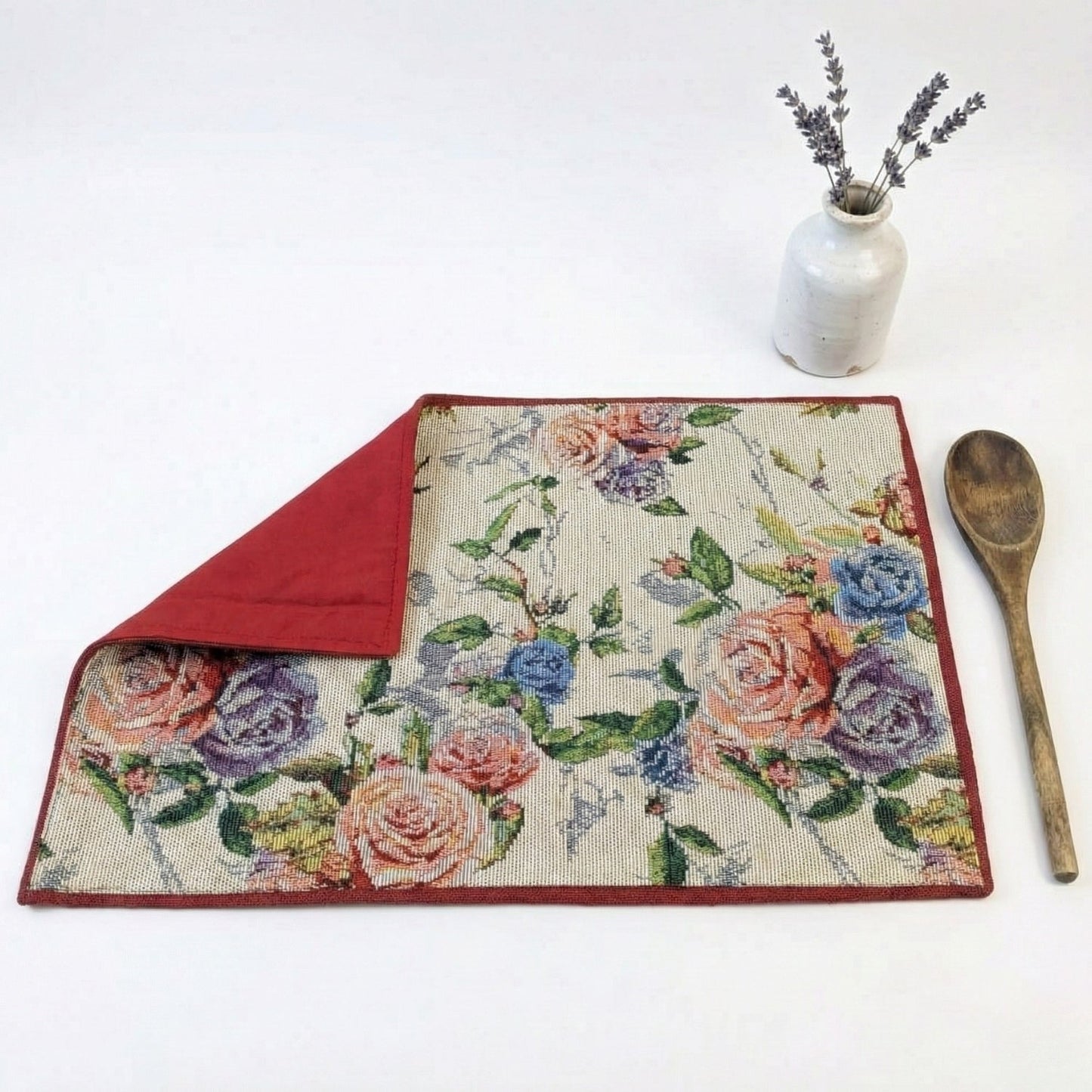 Romantic Rose Tapestry Placemats 4 Piece Set 13x19 Pink Floral