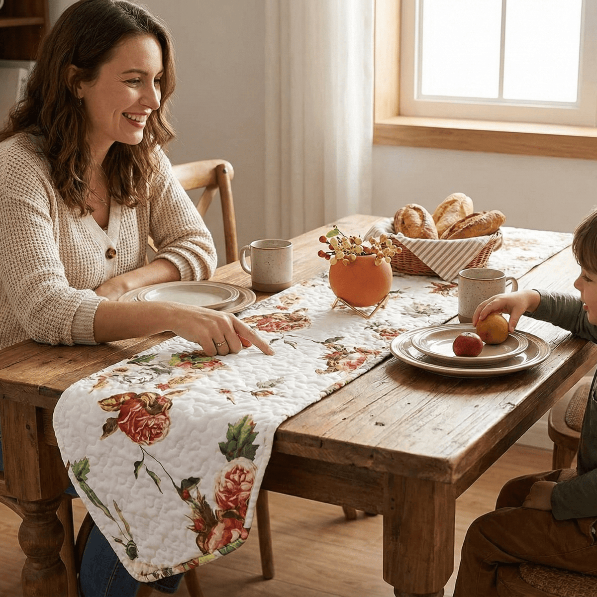 Elevate Your Dining Experience with Our Floral Quilted Table Runner