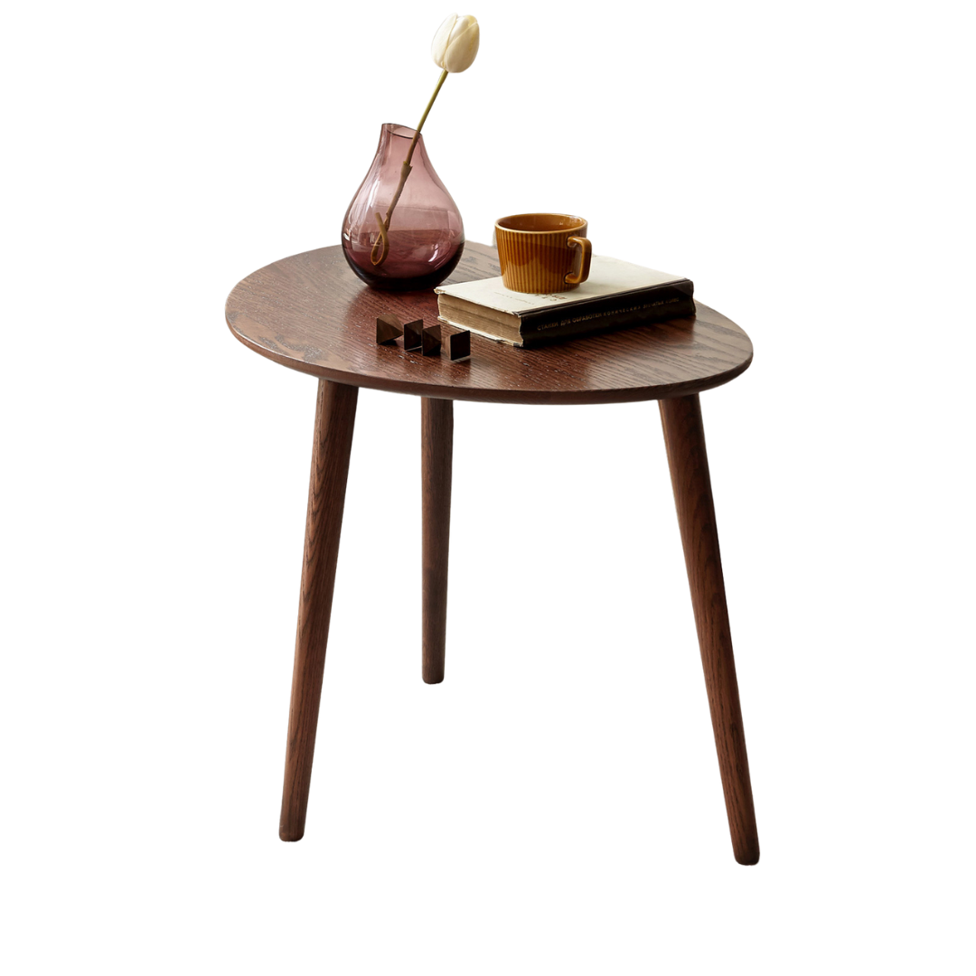 Solid oak mid-century oval side table