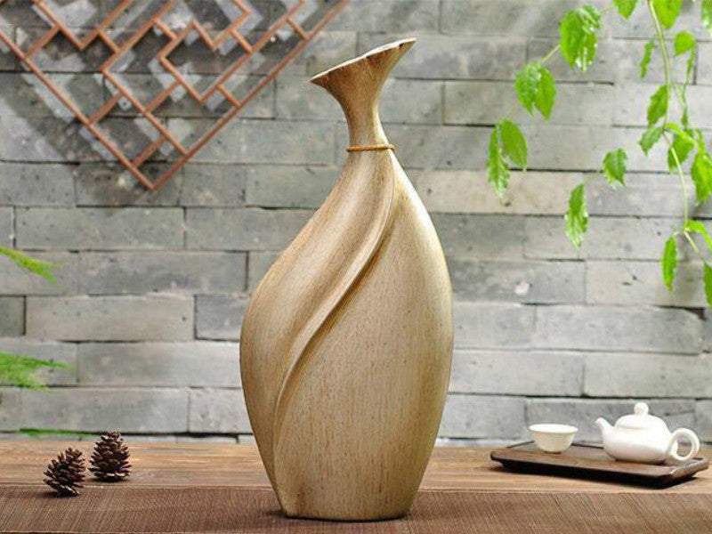 Antique brown tall slim resin vase from vintage collection
