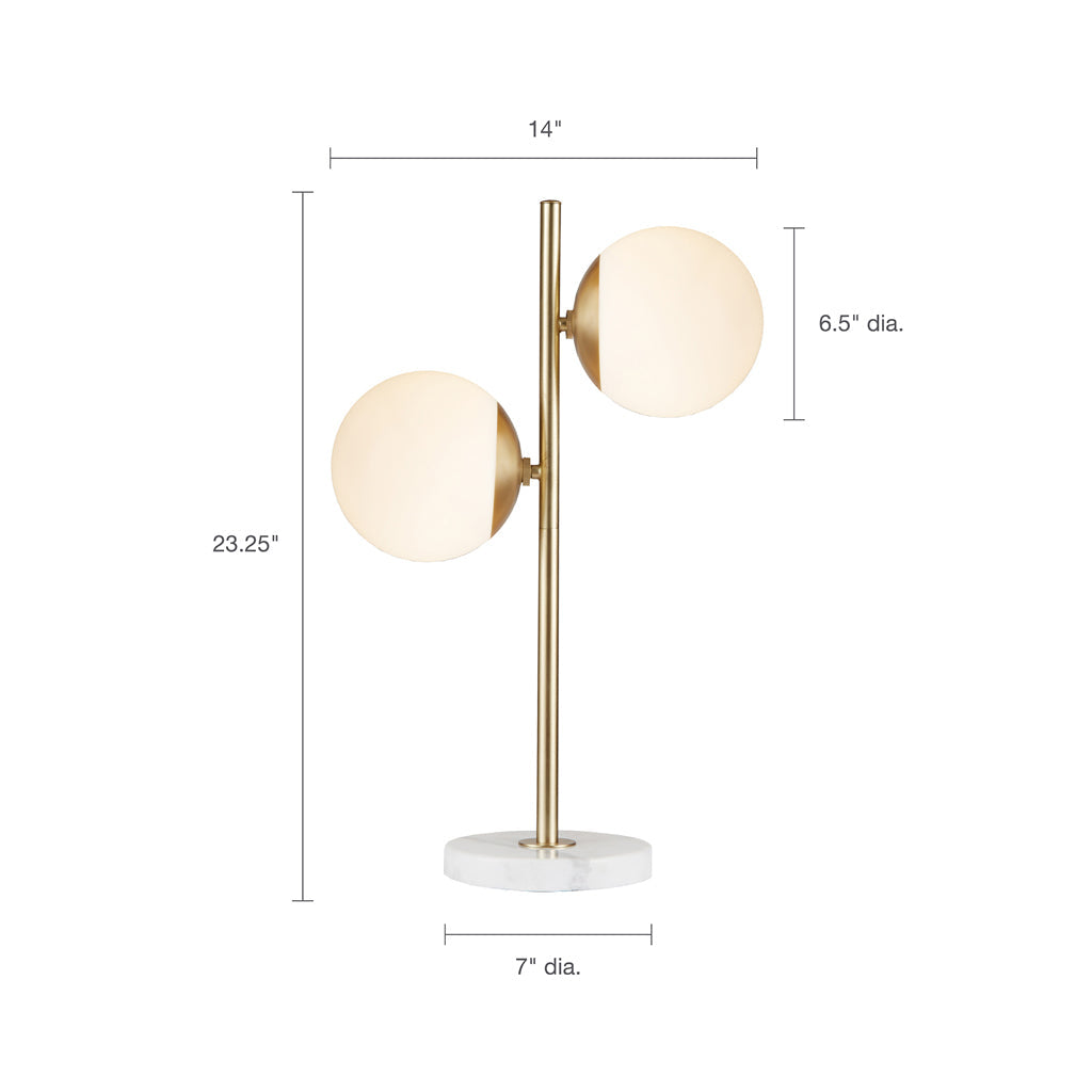 Modern Gold and Marble Table Lamp with Glass Shade