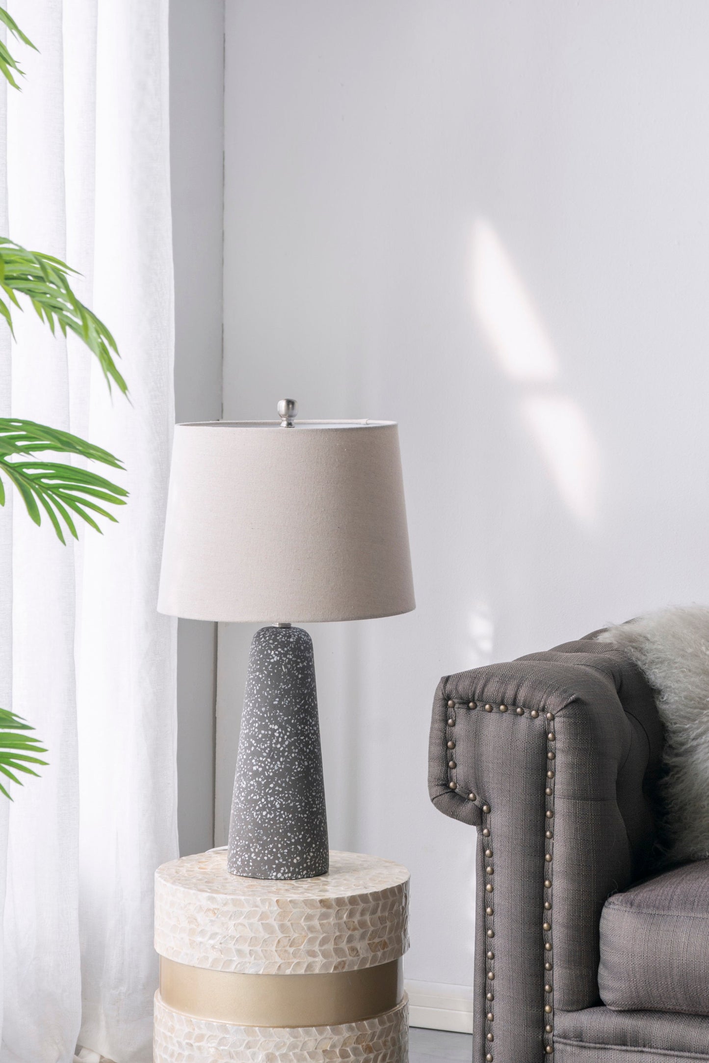 Stone Speckled Cone Table Lamp for Bedroom Nightstand