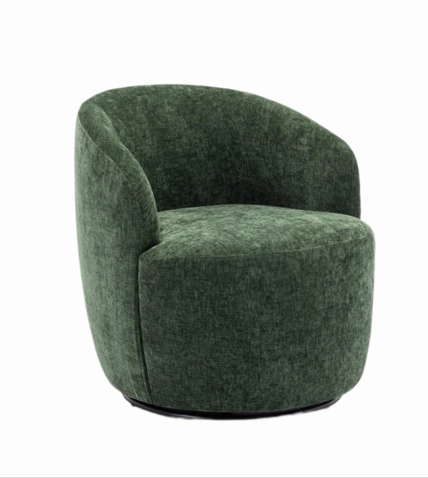 Rotating Chenille Accent Chair with Black Metal Base