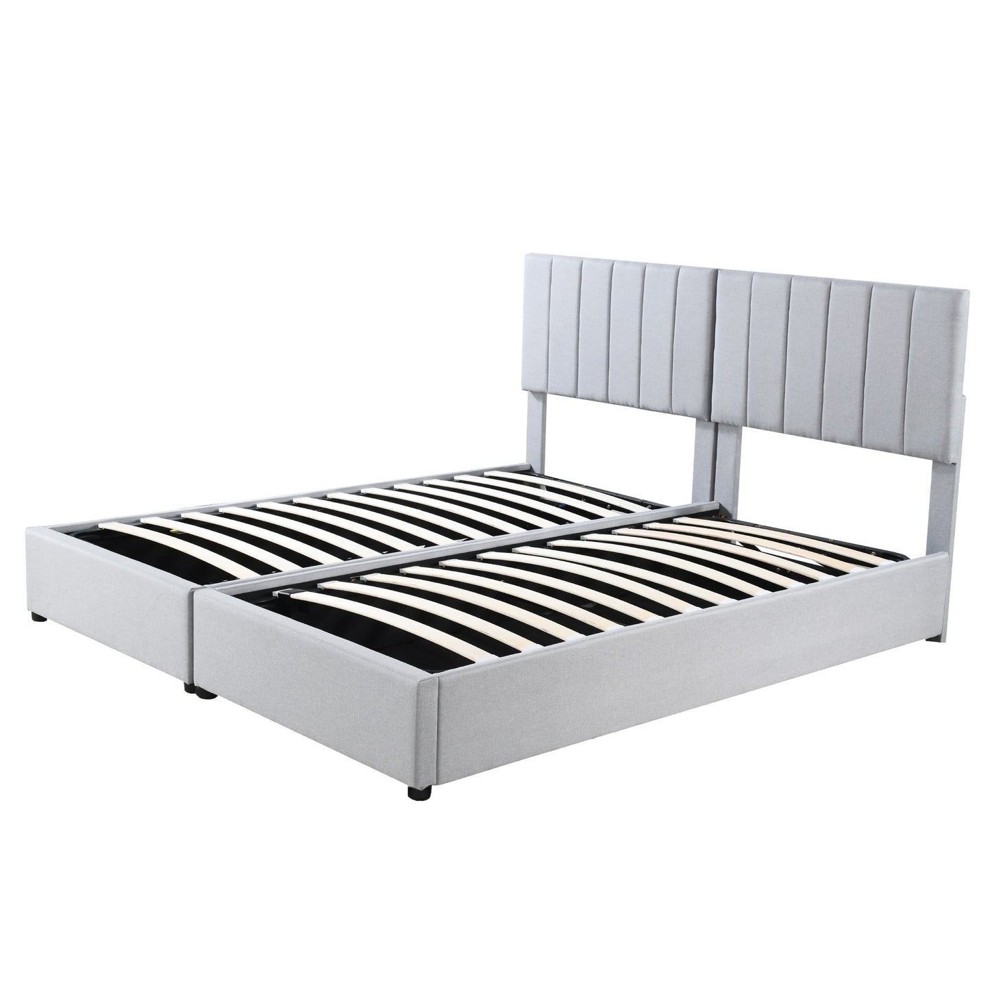 King Size Upholstered Platform Bed with Hydraulic Storage Gray