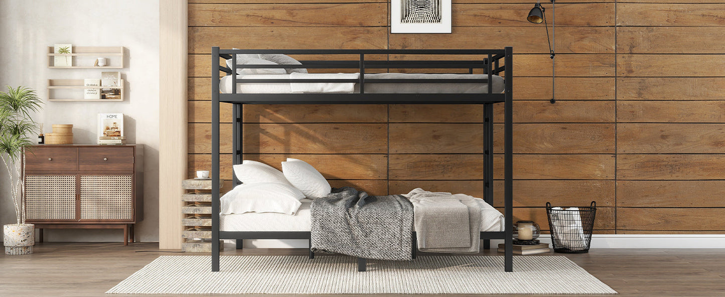 Metal Queen Over Queen Bunk Bed for Teens and Adults Black