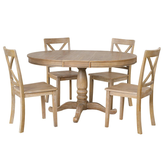 Elegant 5-Piece Round Dining Table Set with 4 Chairs