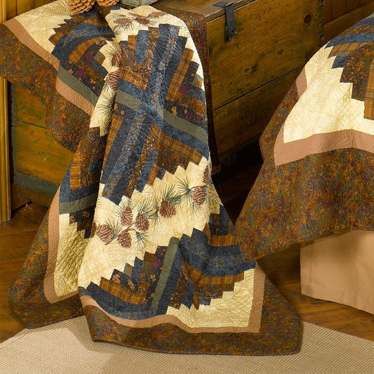 Nature-Inspired Pinecone Quilted Throw Blanket