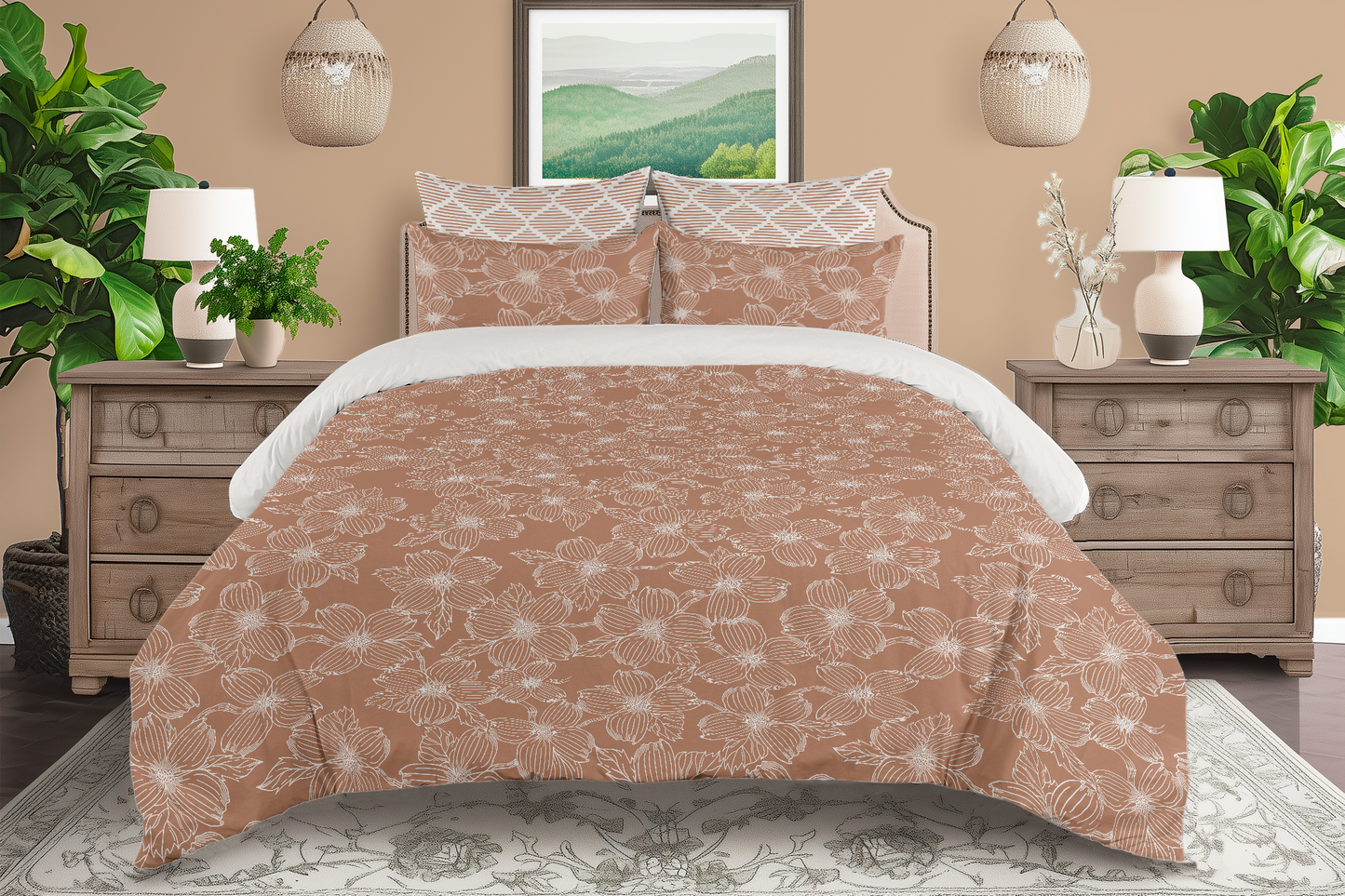 5 Piece Cotton Duvet Cover Set Queen Dogwood Refined