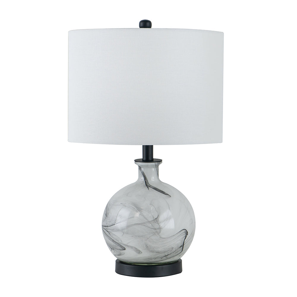 Glass Table Lamp White Gray Modern Decor For Living Room