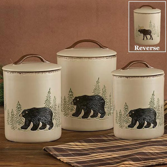 Bear and Moose Canister Set for Rustic Kitchen Decor