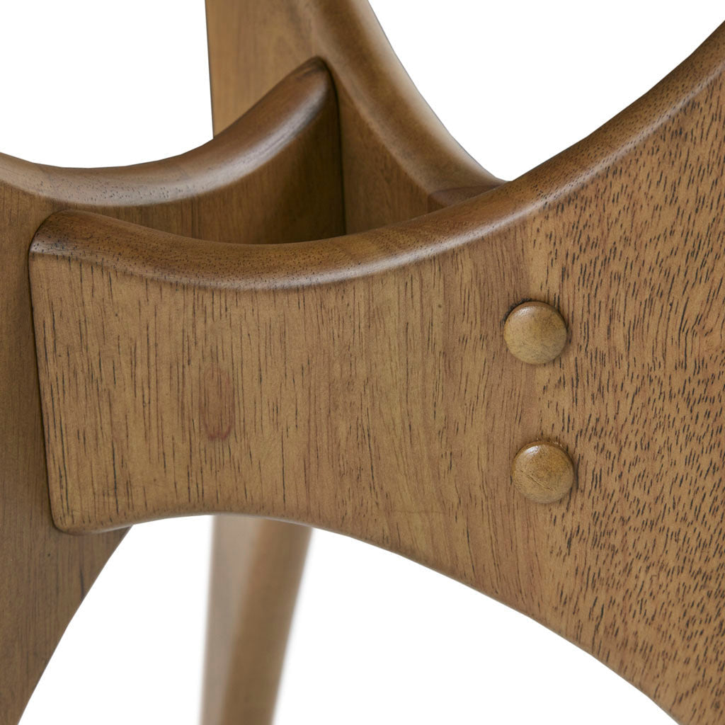 Ink Ivy Blaze solid wood triangle coffee table with cross base.