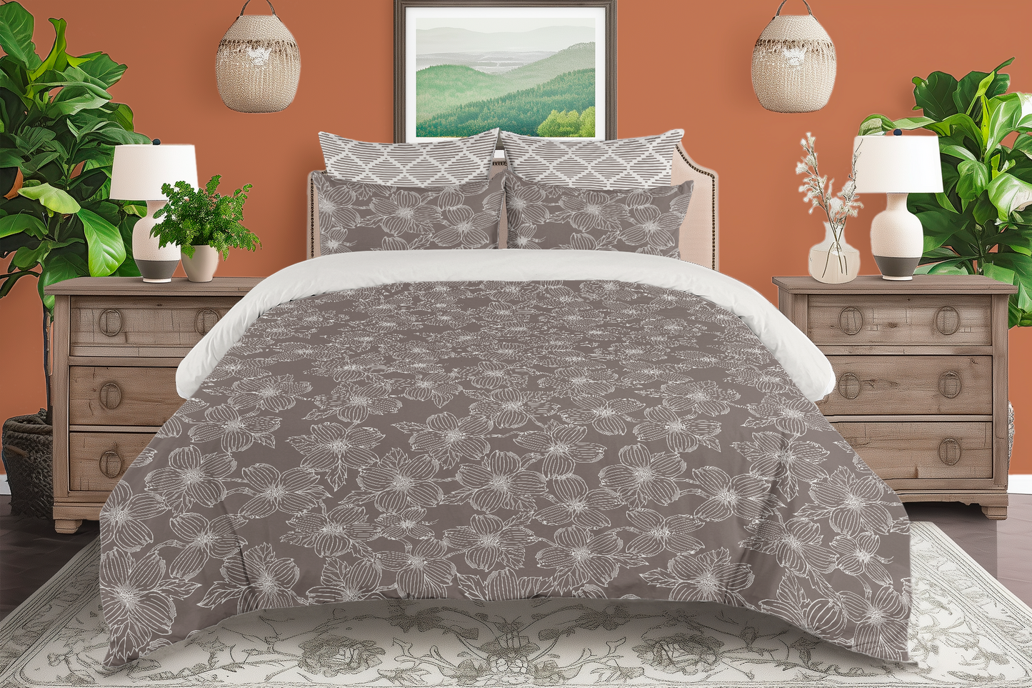 5 Piece Cotton Duvet Cover Set Queen Dogwood Refined