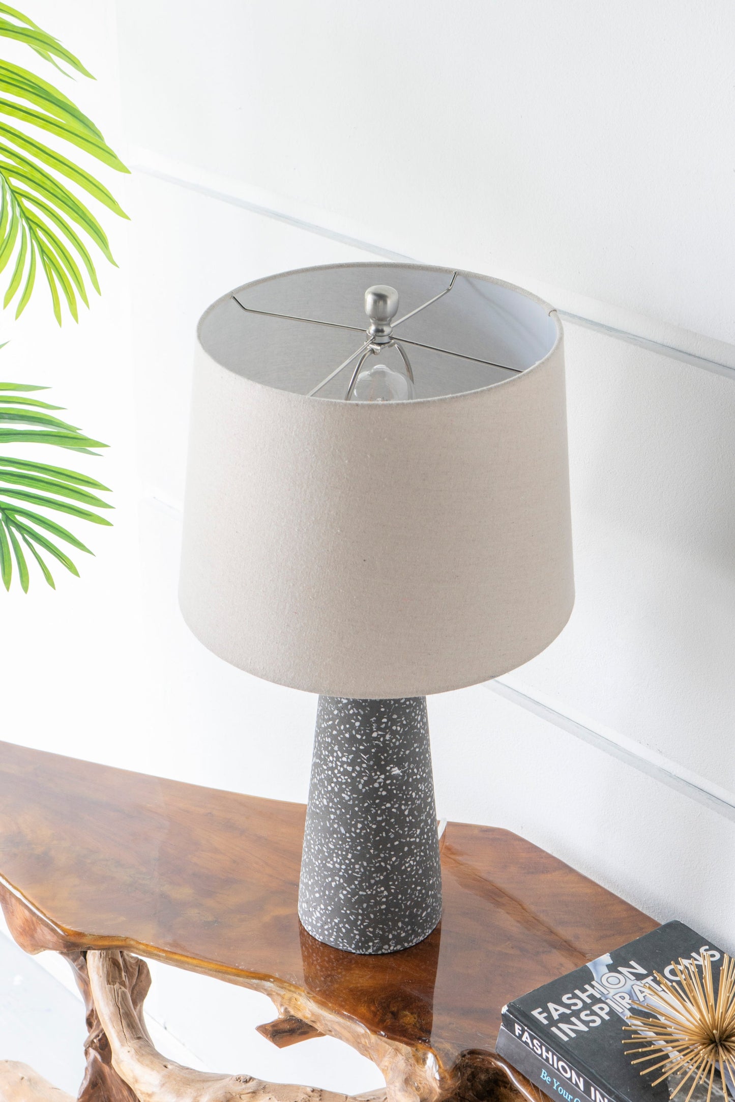 Stone Speckled Cone Table Lamp for Bedroom Nightstand