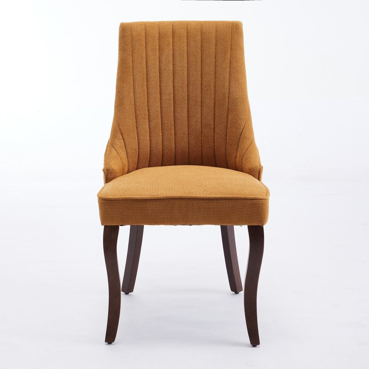 Set of 2 rayon flocking linen dining chairs with high back support