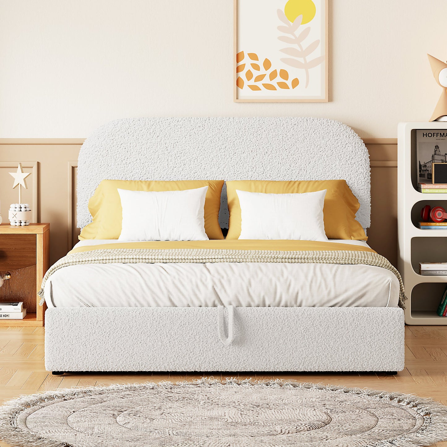 Teddy Fleece Full Size Upholstered Platform Bed White