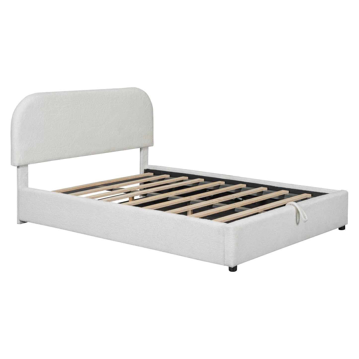 Teddy Fleece Full Size Upholstered Platform Bed White